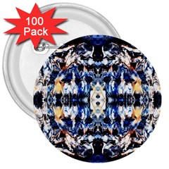 Cobalt Symmetry 3  Buttons (100 Pack)  by kaleidomarblingart