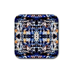 Cobalt Symmetry Rubber Coaster (square) by kaleidomarblingart