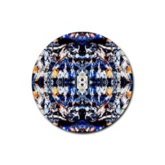 Cobalt Symmetry Rubber Coaster (round) by kaleidomarblingart