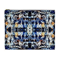 Cobalt Symmetry Cosmetic Bag (xl) by kaleidomarblingart