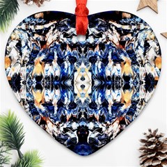 Cobalt Symmetry Ornament (heart) by kaleidomarblingart