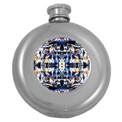 Cobalt Symmetry Round Hip Flask (5 Oz) by kaleidomarblingart