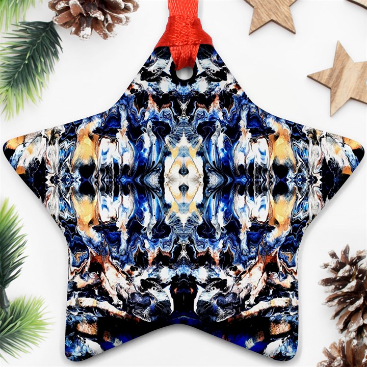 Cobalt symmetry Star Ornament (Two Sides)