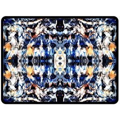 Cobalt Symmetry Fleece Blanket (large)  by kaleidomarblingart