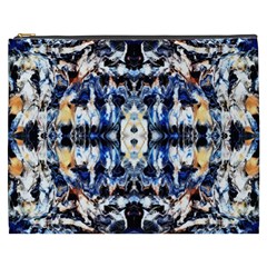 Cobalt Symmetry Cosmetic Bag (xxxl) by kaleidomarblingart