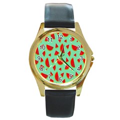 Fruit5 Round Gold Metal Watch by nateshop