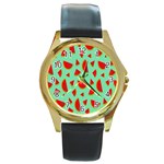 Fruit5 Round Gold Metal Watch Front