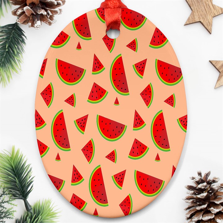 Fruit-water Melon Oval Ornament (Two Sides)