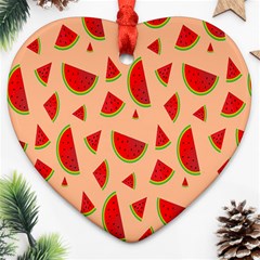 Fruit-water Melon Heart Ornament (two Sides) by nateshop