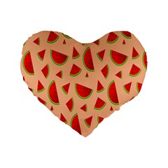 Fruit-water Melon Standard 16  Premium Flano Heart Shape Cushions by nateshop