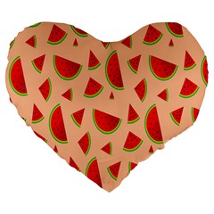 Fruit-water Melon Large 19  Premium Flano Heart Shape Cushions by nateshop