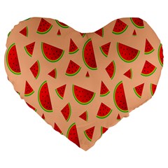 Fruit-water Melon Large 19  Premium Heart Shape Cushions by nateshop