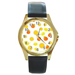 Fruits,orange Round Gold Metal Watch by nateshop