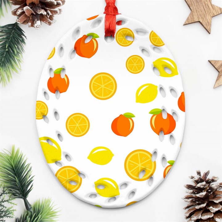 Fruits,orange Oval Filigree Ornament (Two Sides)