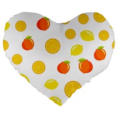 Fruits,orange Large 19  Premium Heart Shape Cushions by nateshop