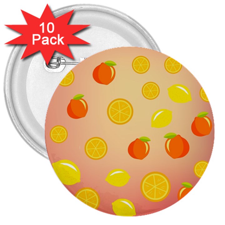 Fruits-gradient,orange 3  Buttons (10 pack) 