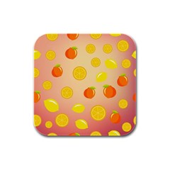 Fruits-gradient,orange Rubber Square Coaster (4 Pack) by nateshop