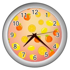 Fruits-gradient,orange Wall Clock (silver) by nateshop