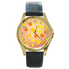 Fruits-gradient,orange Round Gold Metal Watch by nateshop