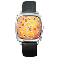 Fruits-gradient,orange Square Metal Watch by nateshop