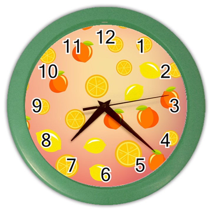 Fruits-gradient,orange Color Wall Clock