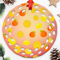 Fruits-gradient,orange Round Filigree Ornament (two Sides) by nateshop