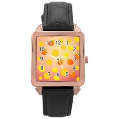 Fruits-gradient,orange Rose Gold Leather Watch  by nateshop