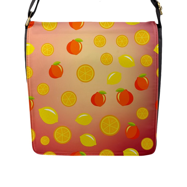 Fruits-gradient,orange Flap Closure Messenger Bag (L)