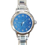 Denim Round Italian Charm Watch Front