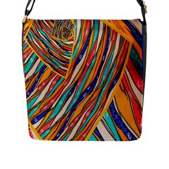 Fabric-2 Flap Closure Messenger Bag (l) by nateshop