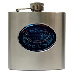 Earth Map Futuristic Globe Hip Flask (6 Oz) by danenraven