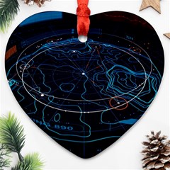 Earth Map Futuristic Globe Heart Ornament (two Sides) by danenraven