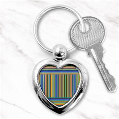 Abstract Stripe Pattern Rainbow Key Chain (heart) by Wegoenart