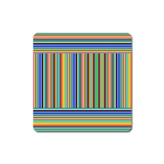 Abstract Stripe Pattern Rainbow Square Magnet by Wegoenart