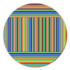 Abstract Stripe Pattern Rainbow Magnet 5  (round) by Wegoenart