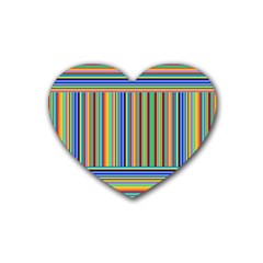 Abstract Stripe Pattern Rainbow Rubber Heart Coaster (4 Pack) by Wegoenart