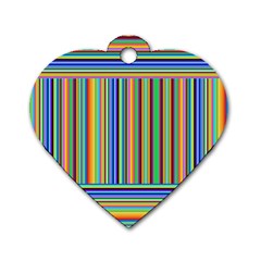 Abstract Stripe Pattern Rainbow Dog Tag Heart (two Sides) by Wegoenart