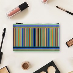 Abstract Stripe Pattern Rainbow Cosmetic Bag (small) by Wegoenart