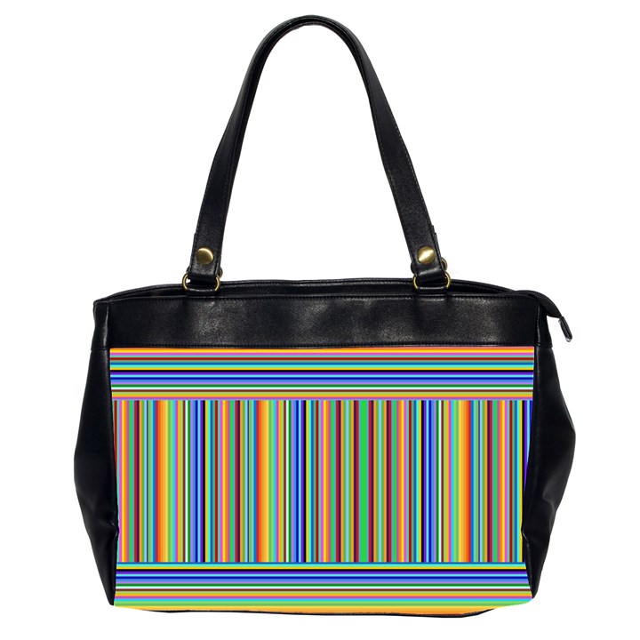 Abstract Stripe Pattern Rainbow Oversize Office Handbag (2 Sides)