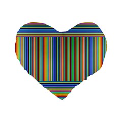 Abstract Stripe Pattern Rainbow Standard 16  Premium Flano Heart Shape Cushions by Wegoenart