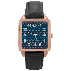 Pattern Zig Zag Colorful Zigzag Rose Gold Leather Watch 