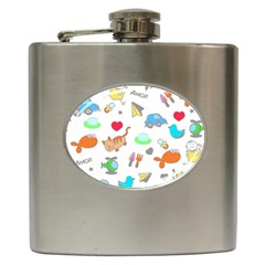 Children Pattern Cute Pattern Hip Flask (6 Oz) by Wegoenart