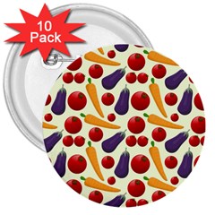 Vegetable Food Illustration Patterntexture 3  Buttons (10 Pack)  by Wegoenart