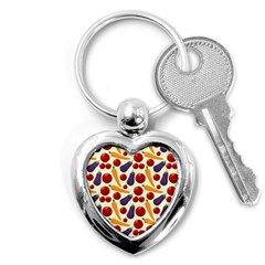 Vegetable Food Illustration Patterntexture Key Chain (heart) by Wegoenart