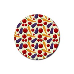 Vegetable Food Illustration Patterntexture Rubber Round Coaster (4 Pack) by Wegoenart