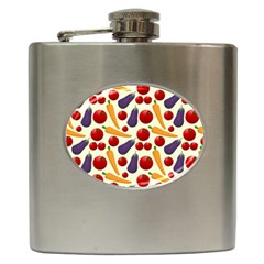 Vegetable Food Illustration Patterntexture Hip Flask (6 Oz) by Wegoenart