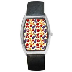 Vegetable Food Illustration Patterntexture Barrel Style Metal Watch by Wegoenart