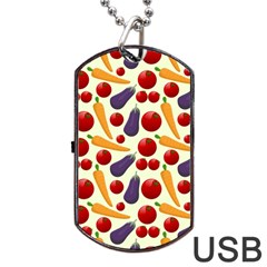 Vegetable Food Illustration Patterntexture Dog Tag Usb Flash (two Sides) by Wegoenart