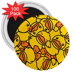 Duck Cartoon Background Pattern 3  Magnets (100 Pack) by Wegoenart