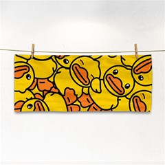 Duck Cartoon Background Pattern Hand Towel by Wegoenart